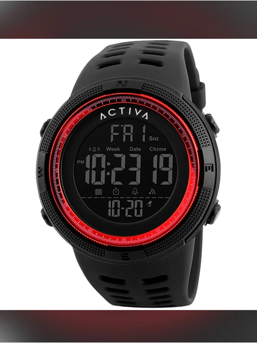 NEW! Activa Men's Digital Sport Watch - Black with Red Accent